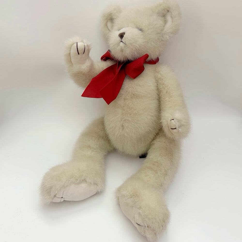 Bearington Bear Rascal Light Tan Stuffed Plush Red Ribbon 18”